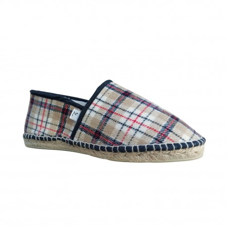 Pantoufle espadrille écossais beige