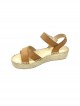 Espadrille compensée avec bride cuir DRAGON camel